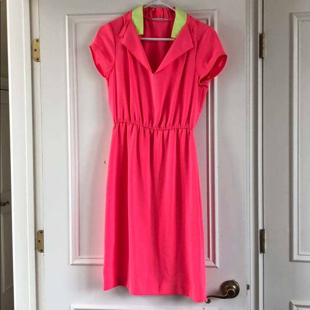 Tahari NEON pink and yellow dress